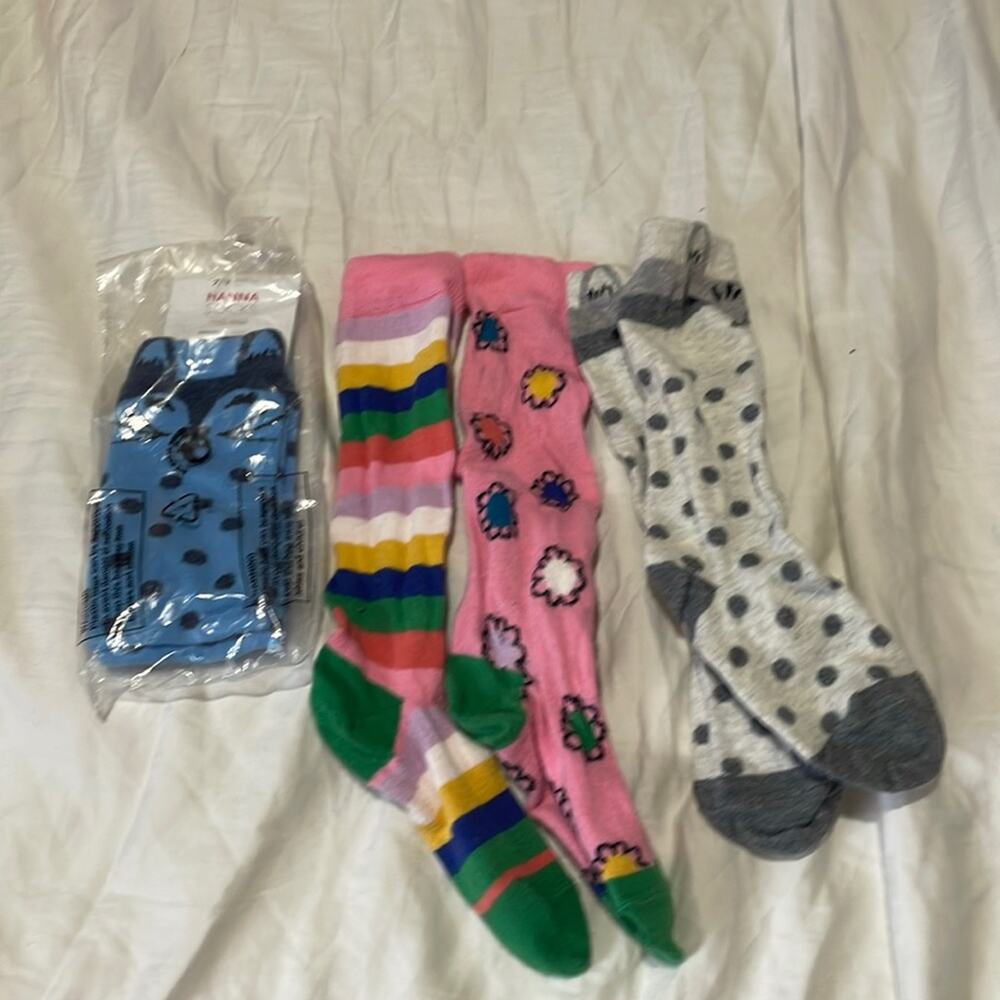 Hanna Andersson knee sock bundle 7-9 size euc and nwt